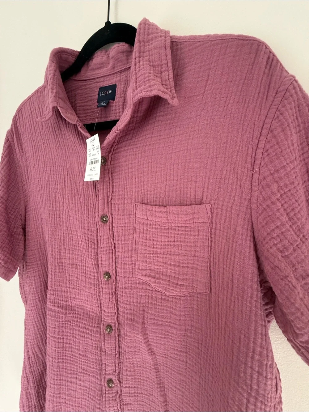 J. Crew Short-Sleeve Button-Down Shirt in Mauve